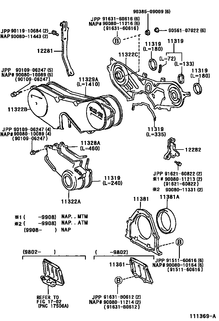 Toyota CAMRY Timing Gear Cover & Rear End Plate EPC diagram — 111369A