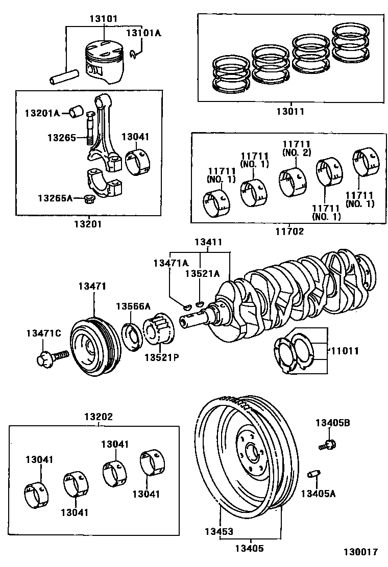Toyota CAMRY Crankshaft & Piston EPC diagram — 130017