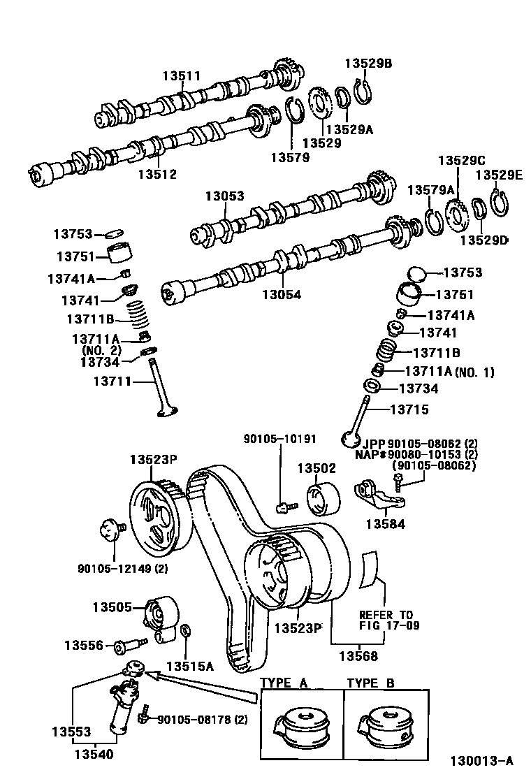 Toyota CAMRY Camshaft & Valve EPC diagram — 130013A