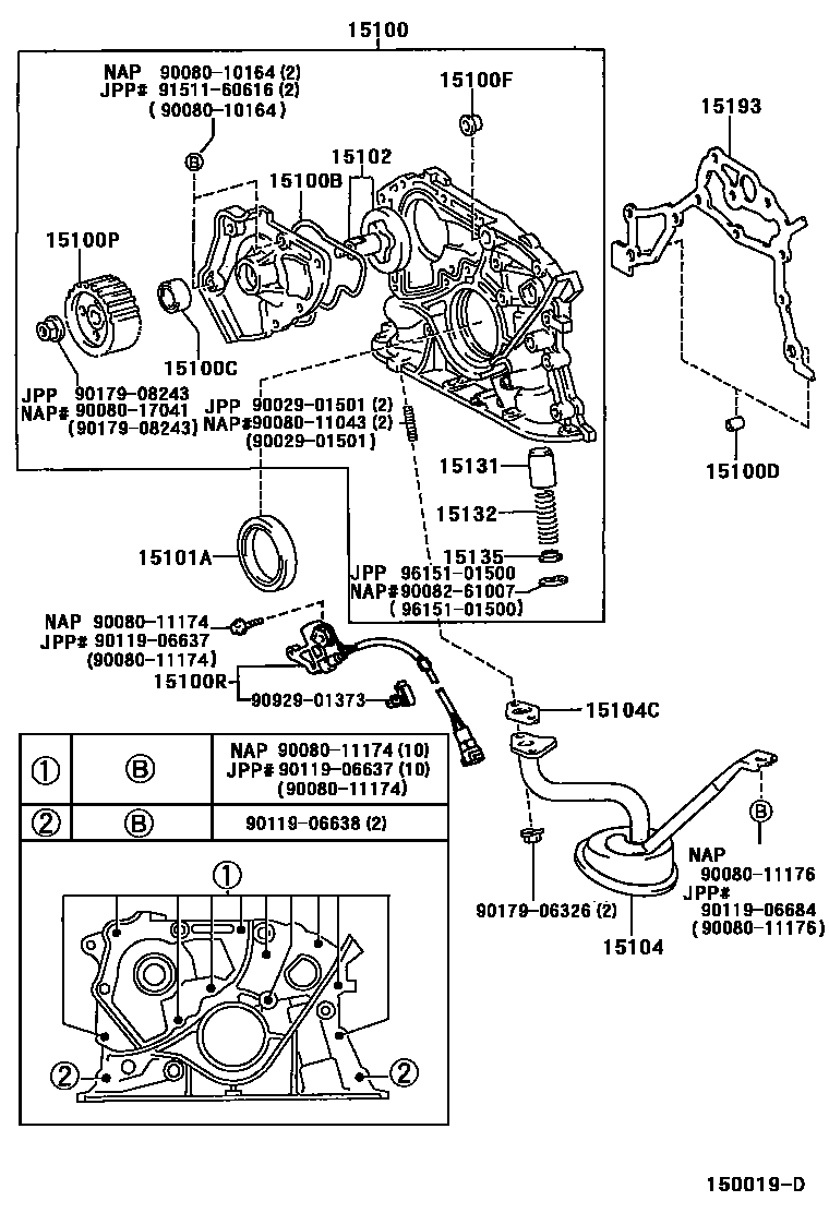 Toyota CAMRY Engine Oil Pump EPC diagram — 150019D