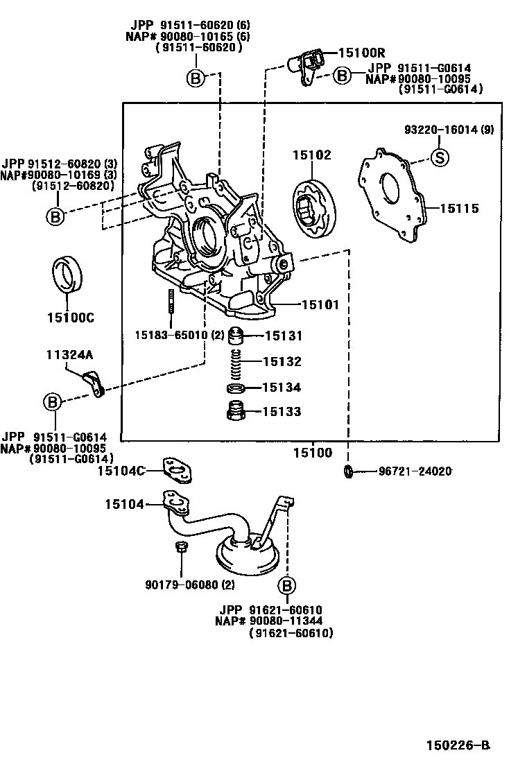 Toyota CAMRY Engine Oil Pump EPC diagram — 150226B