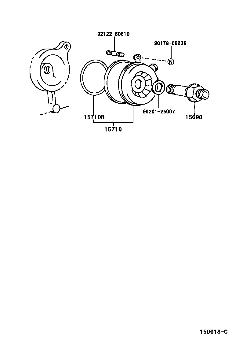 Toyota CAMRY Engine Oil Cooler EPC diagram — 150018C