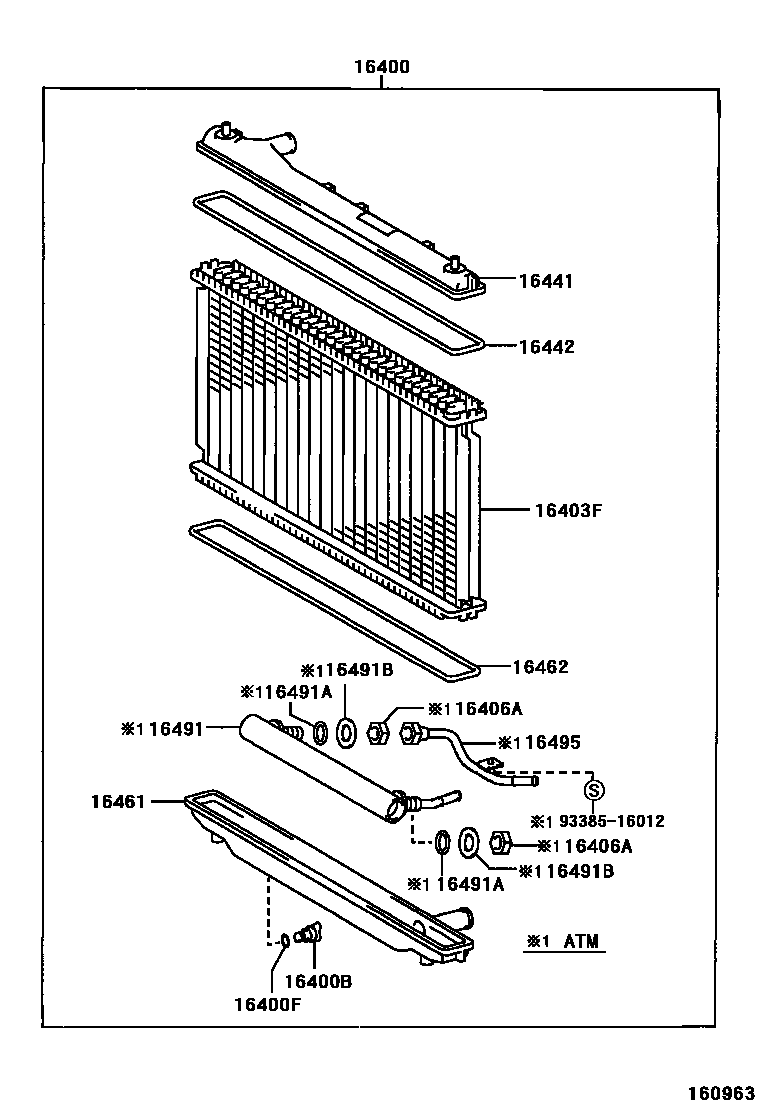 Toyota CAMRY RADIATOR & WATER OUTLET EPC diagram — 160963