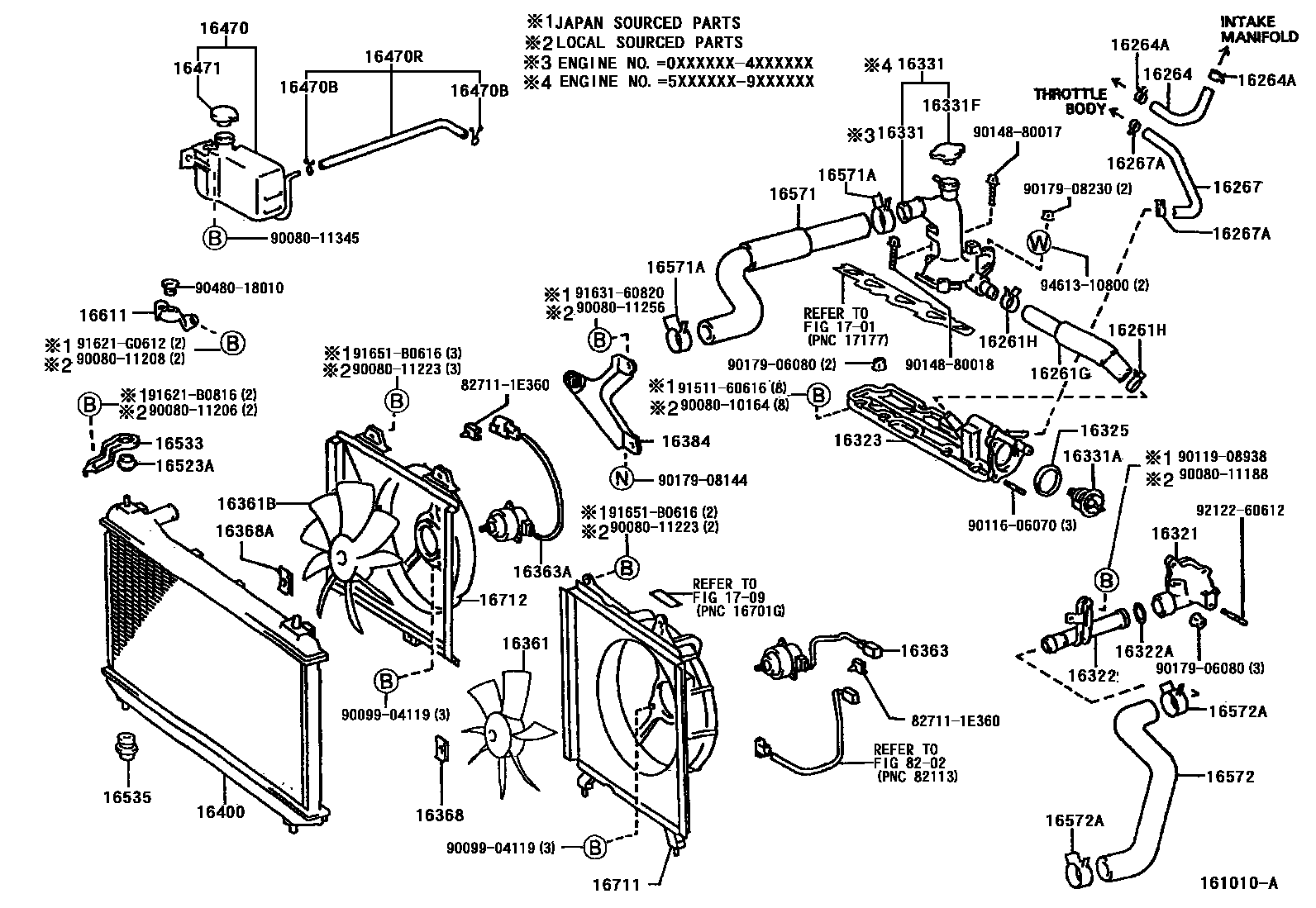 Toyota CAMRY RADIATOR & WATER OUTLET EPC diagram — 161010A