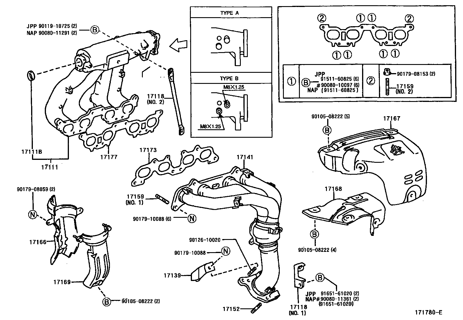 Toyota CAMRY Manifold EPC diagram — 171780E