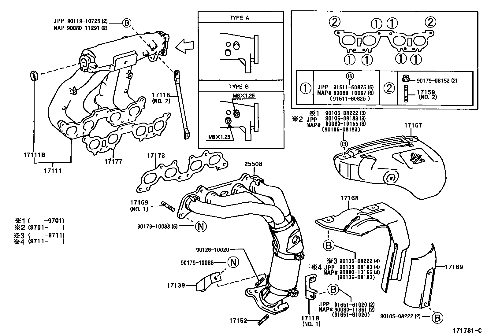 Toyota CAMRY Manifold EPC diagram — 171781C