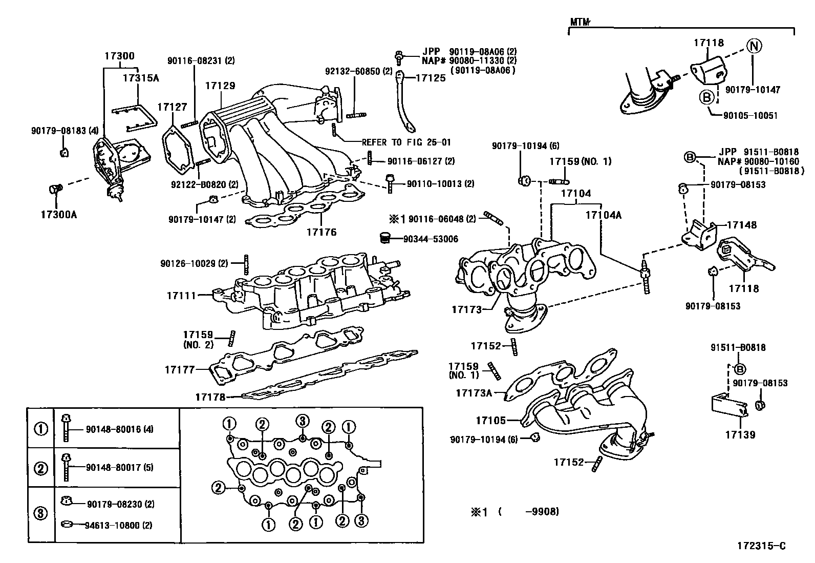 Toyota CAMRY Manifold EPC diagram — 172315C