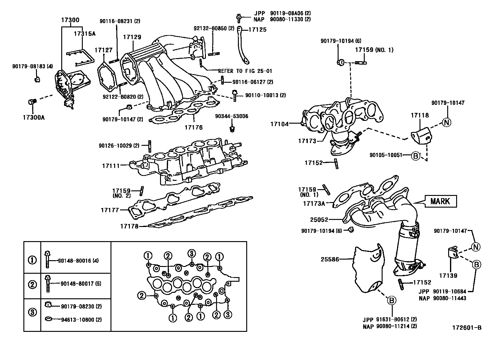 Toyota CAMRY Manifold EPC diagram — 172601B