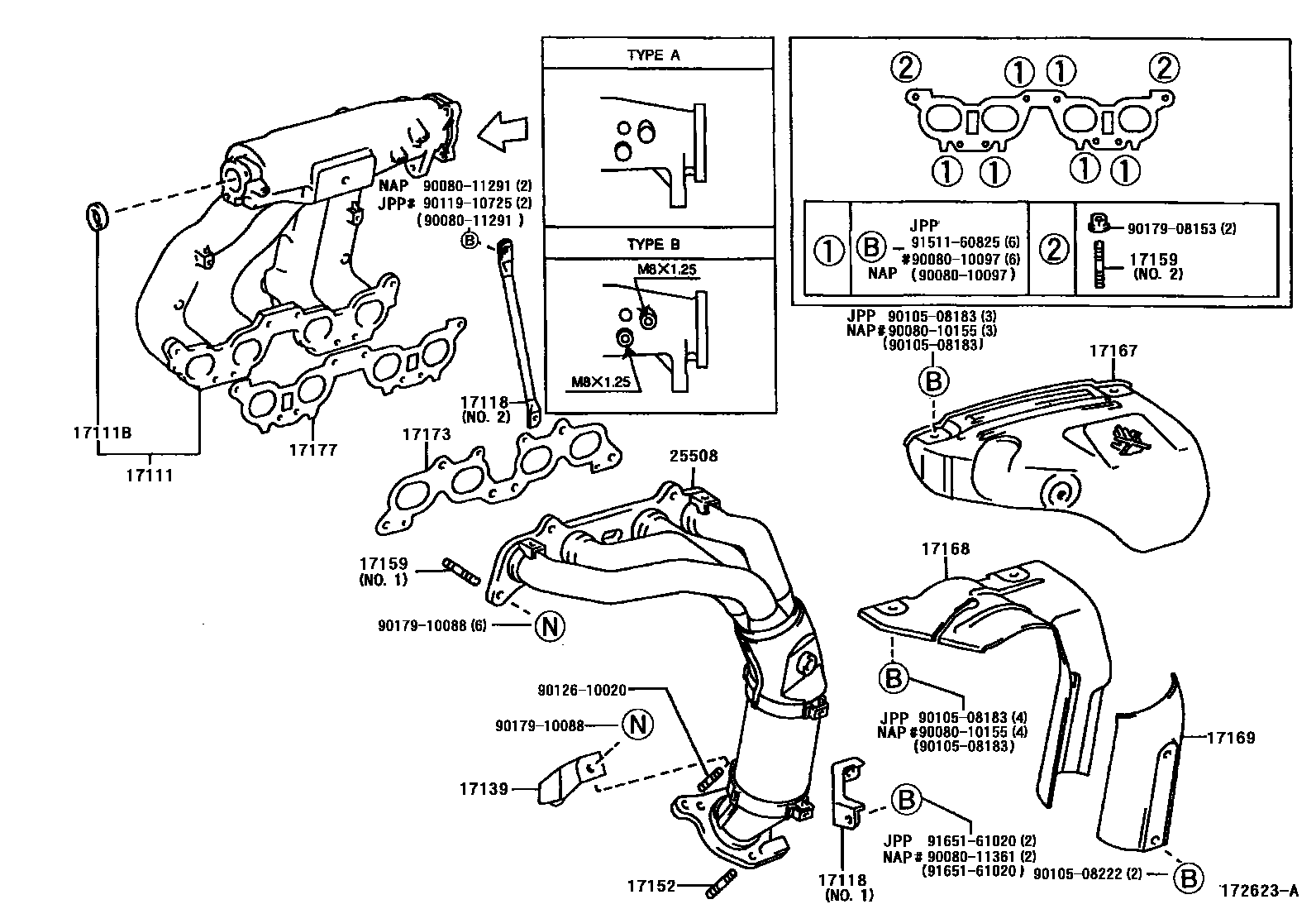 Toyota CAMRY Manifold EPC diagram — 172623A