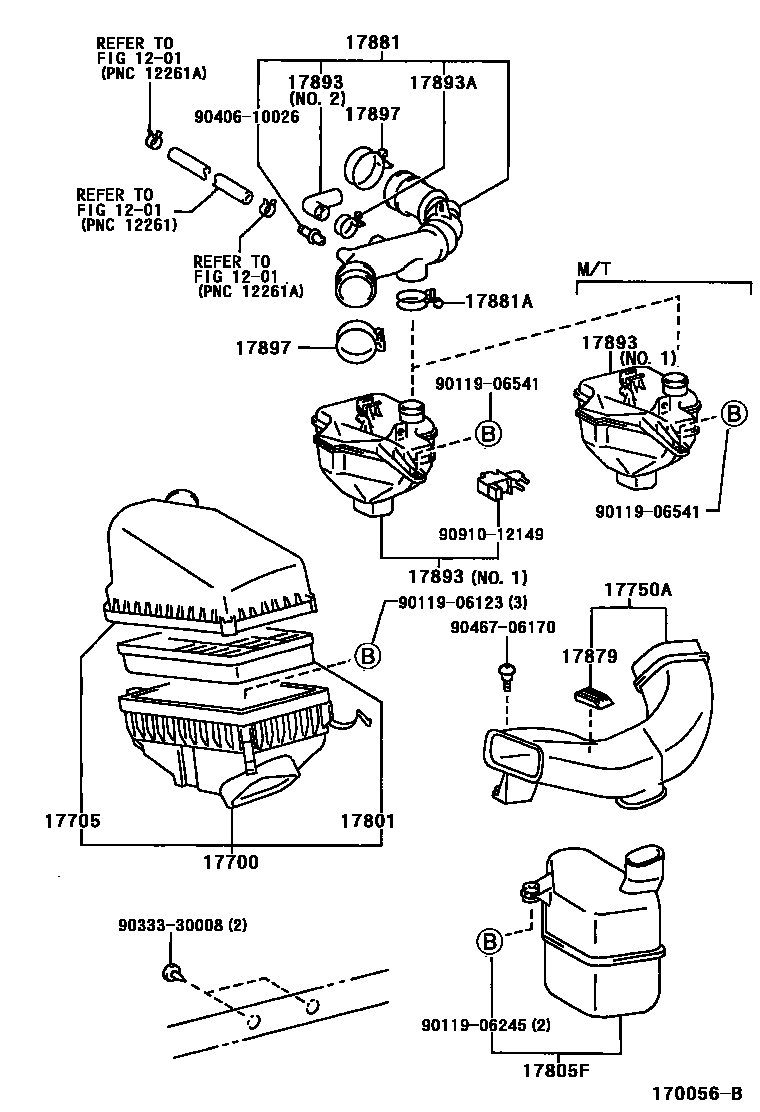 Toyota CAMRY Air Cleaner EPC diagram — 170056B