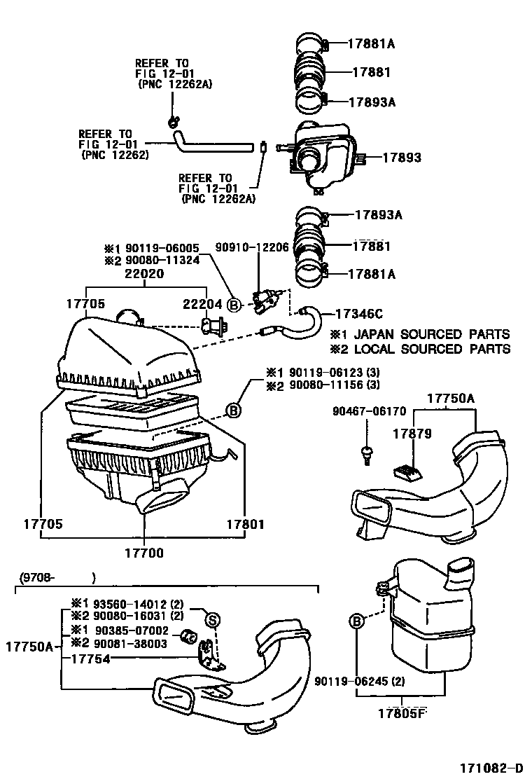 Toyota CAMRY Air Cleaner EPC diagram — 171082D