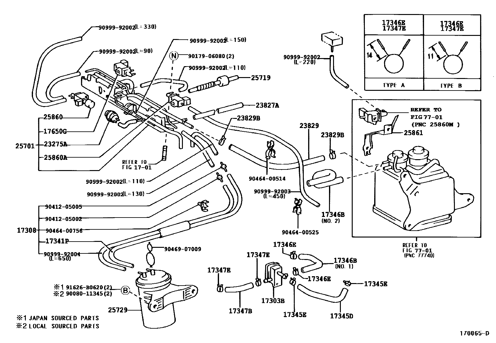 Toyota CAMRY vacuum tube EPC diagram — 170065E
