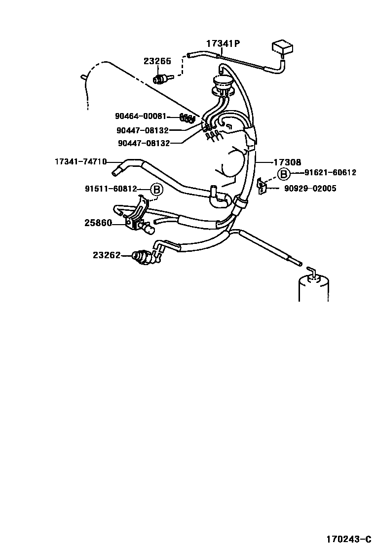 Toyota CAMRY vacuum tube EPC diagram — 170243C