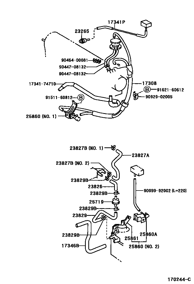 Toyota CAMRY vacuum tube EPC diagram — 170244C