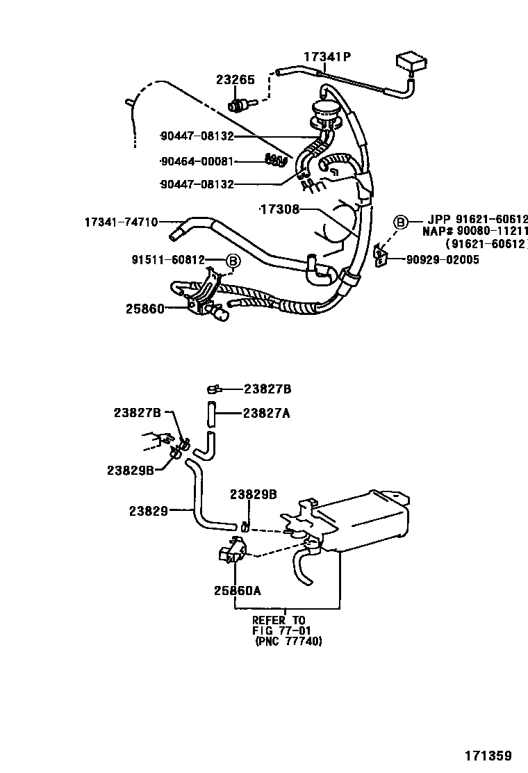 Toyota CAMRY vacuum tube EPC diagram — 171359
