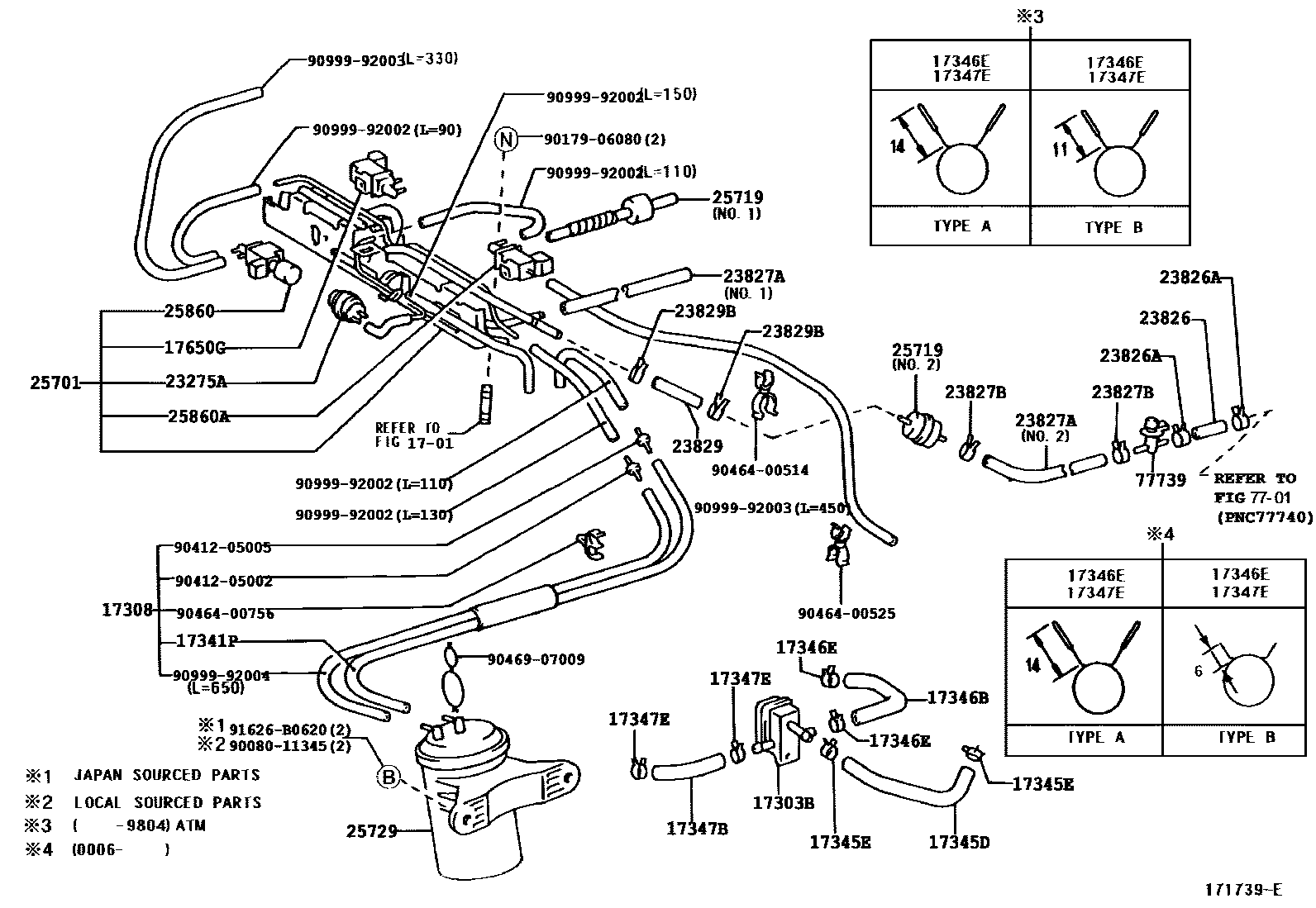 Toyota CAMRY vacuum tube EPC diagram — 171739G