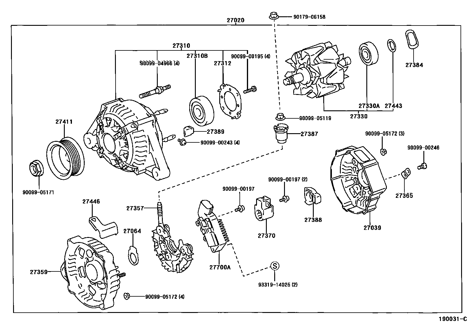 Toyota CAMRY Alternator EPC diagram — 190031C