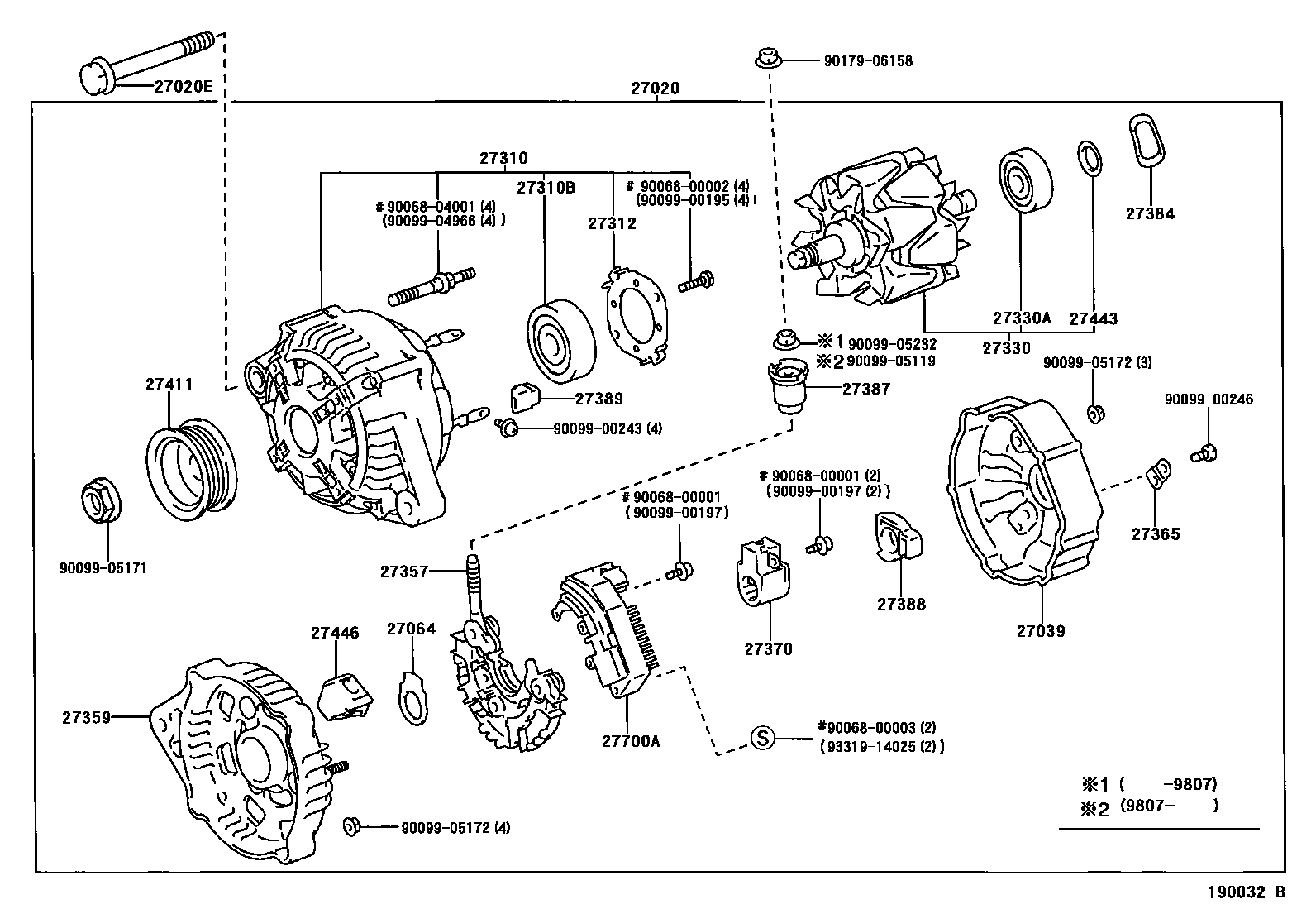 Toyota CAMRY Alternator EPC diagram — 190032B