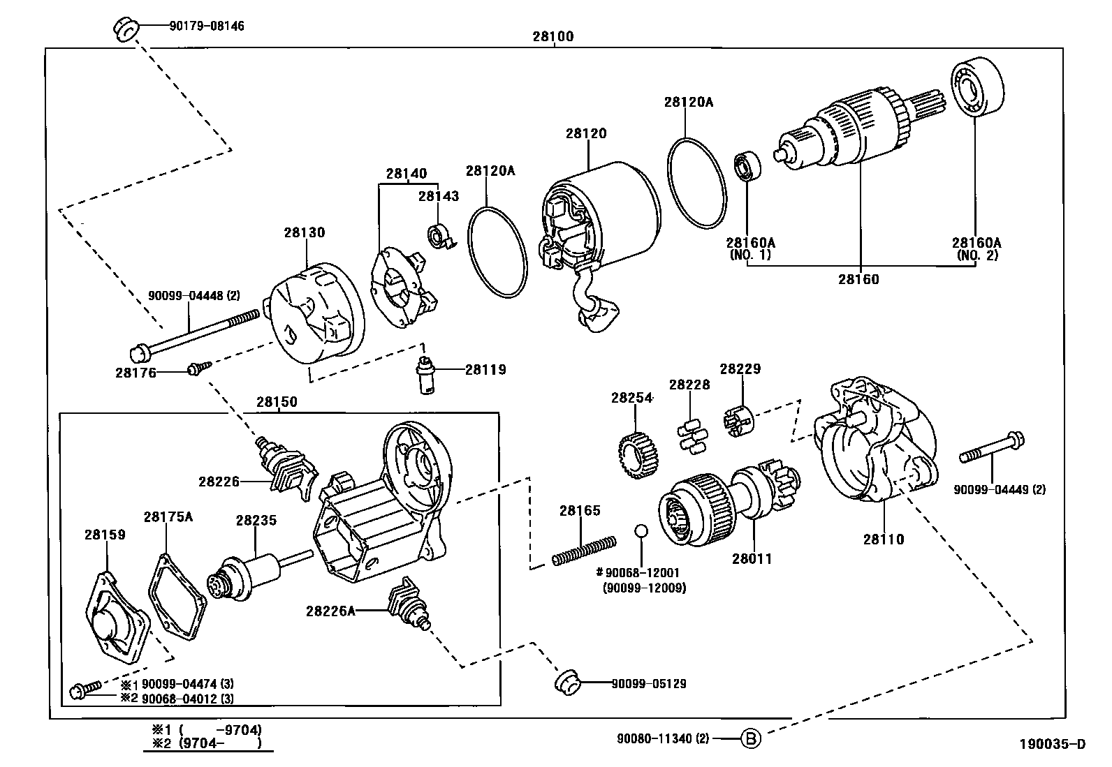 Toyota CAMRY 起动机 EPC diagram — 190035D