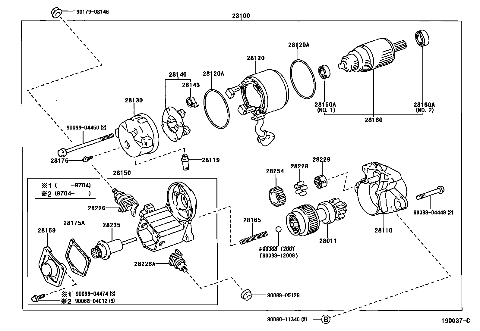 Toyota CAMRY 起动机 EPC diagram — 190037C