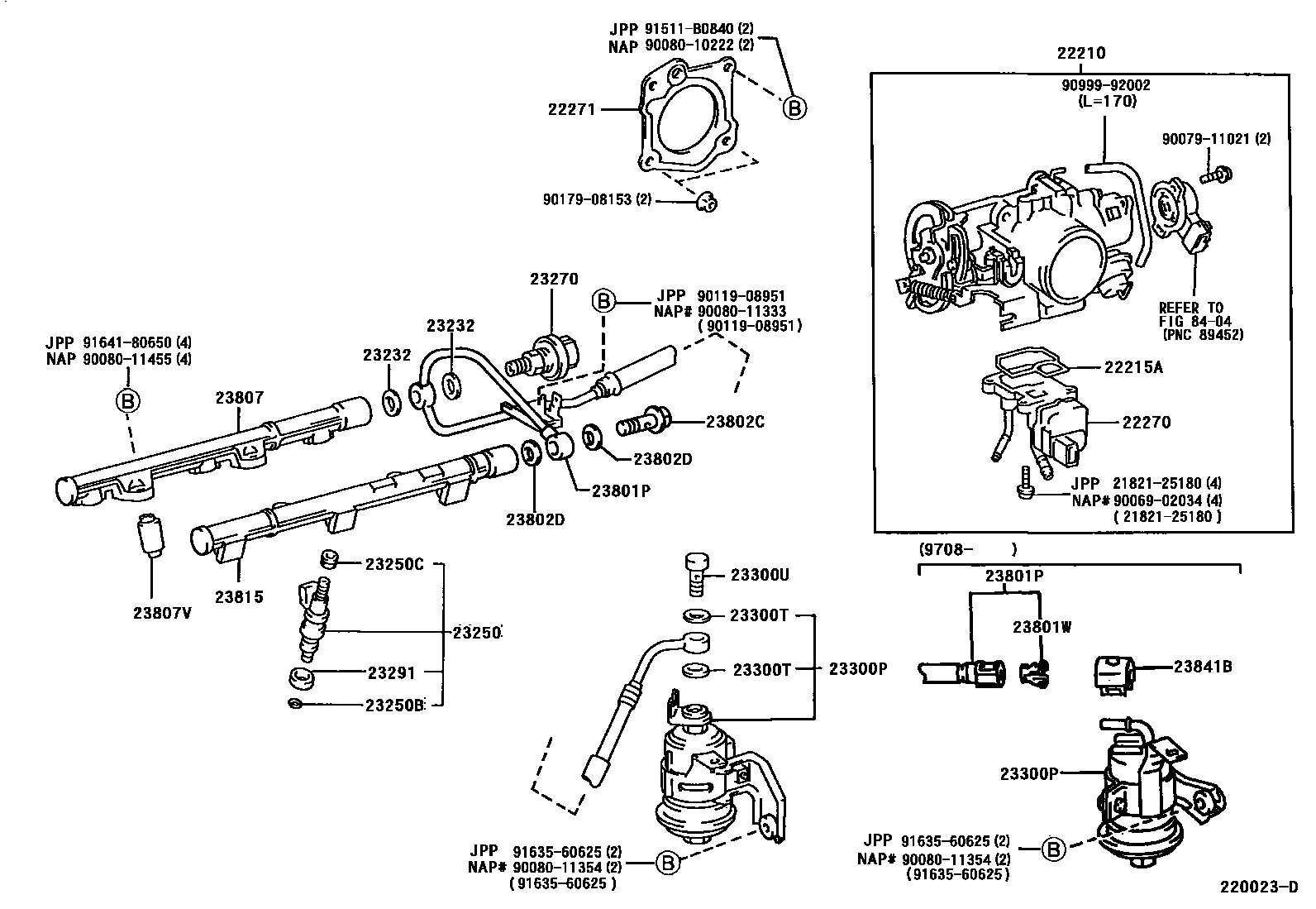 Toyota CAMRY 燃油喷射系统 EPC diagram — 220023D
