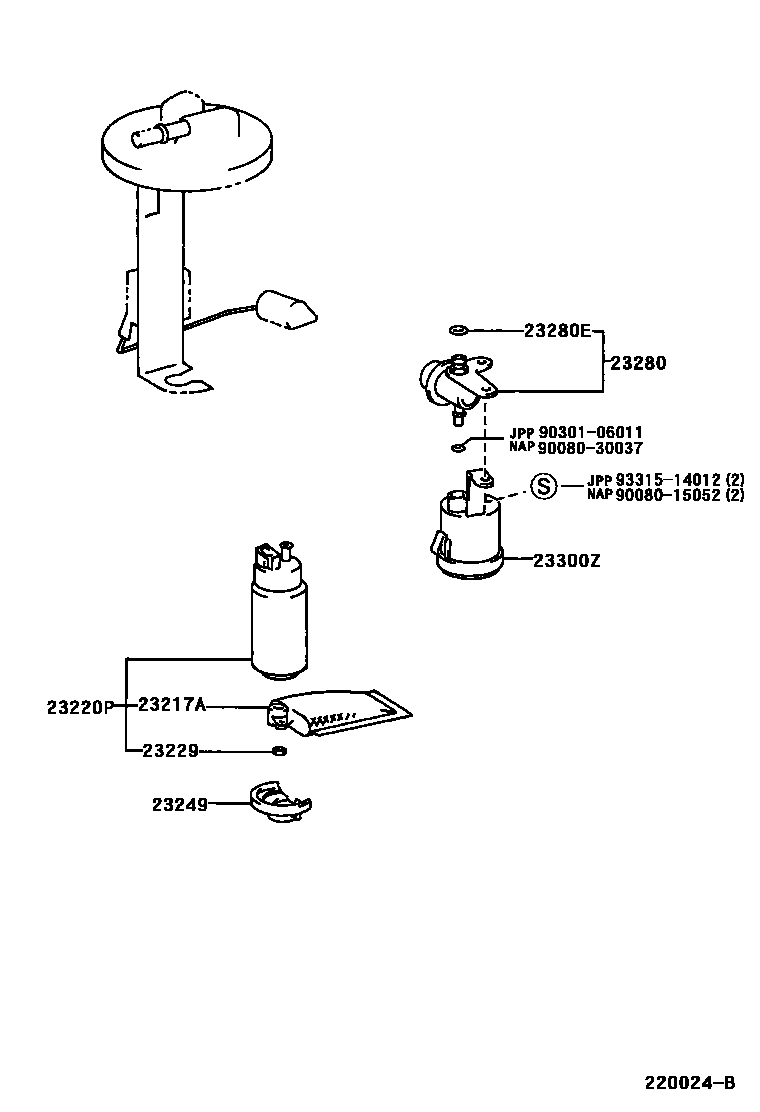 Toyota CAMRY 燃油喷射系统 EPC diagram — 220024B