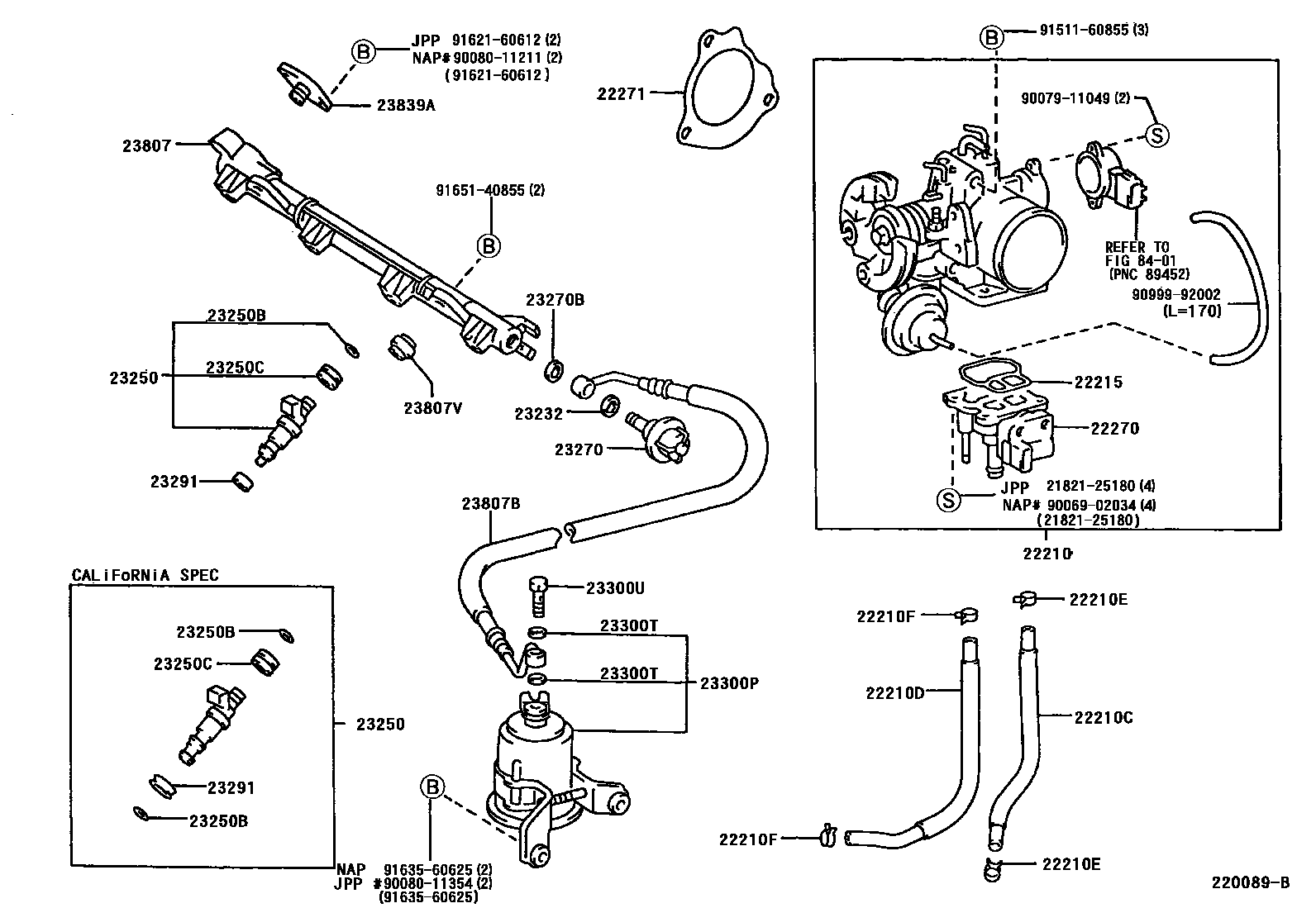 Toyota CAMRY 燃油喷射系统 EPC diagram — 220089B