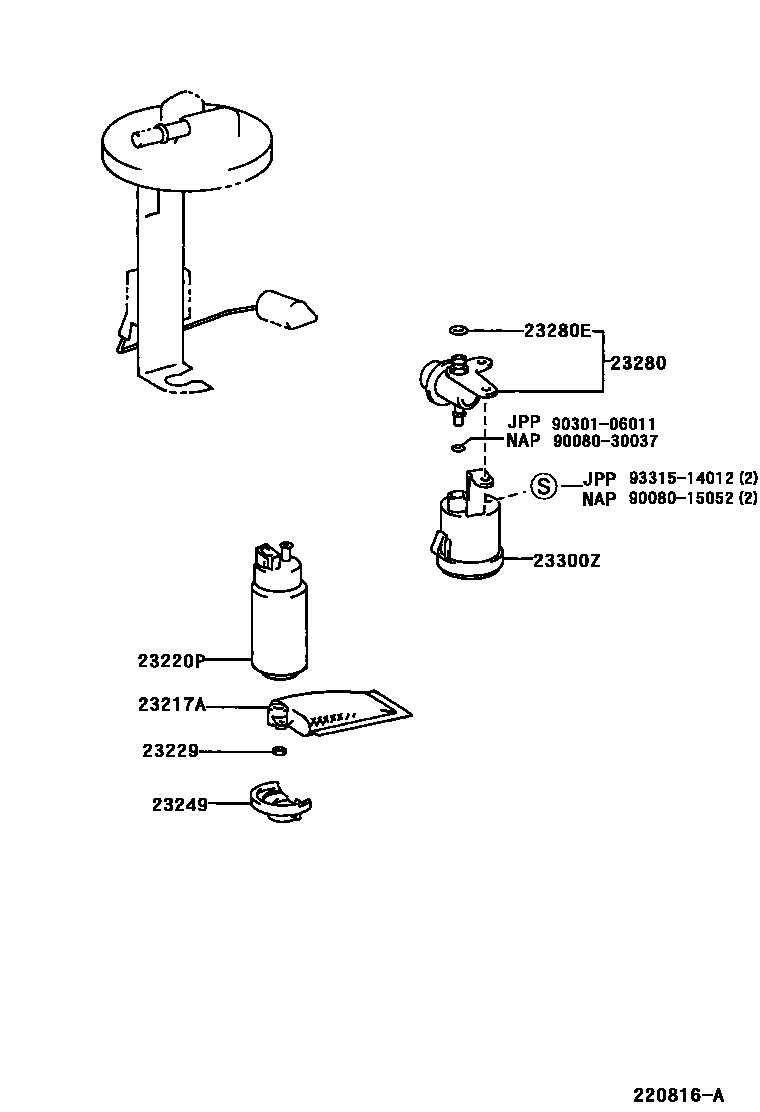 Toyota CAMRY 燃油喷射系统 EPC diagram — 220816A