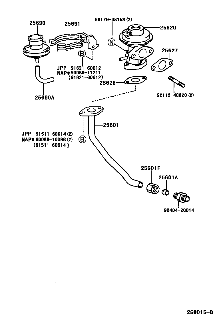 Toyota CAMRY 废气再循环系统 EPC diagram — 250015B