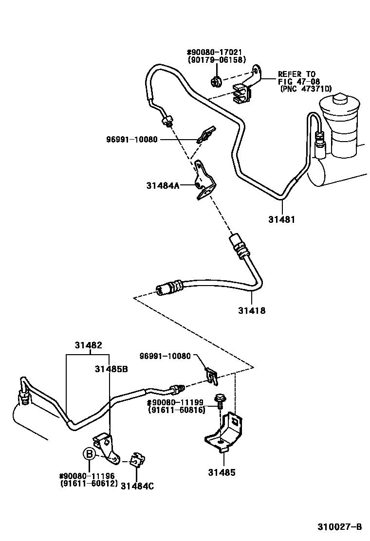 Toyota CAMRY 离合器踏板和挠性软管 EPC diagram — 310027B
