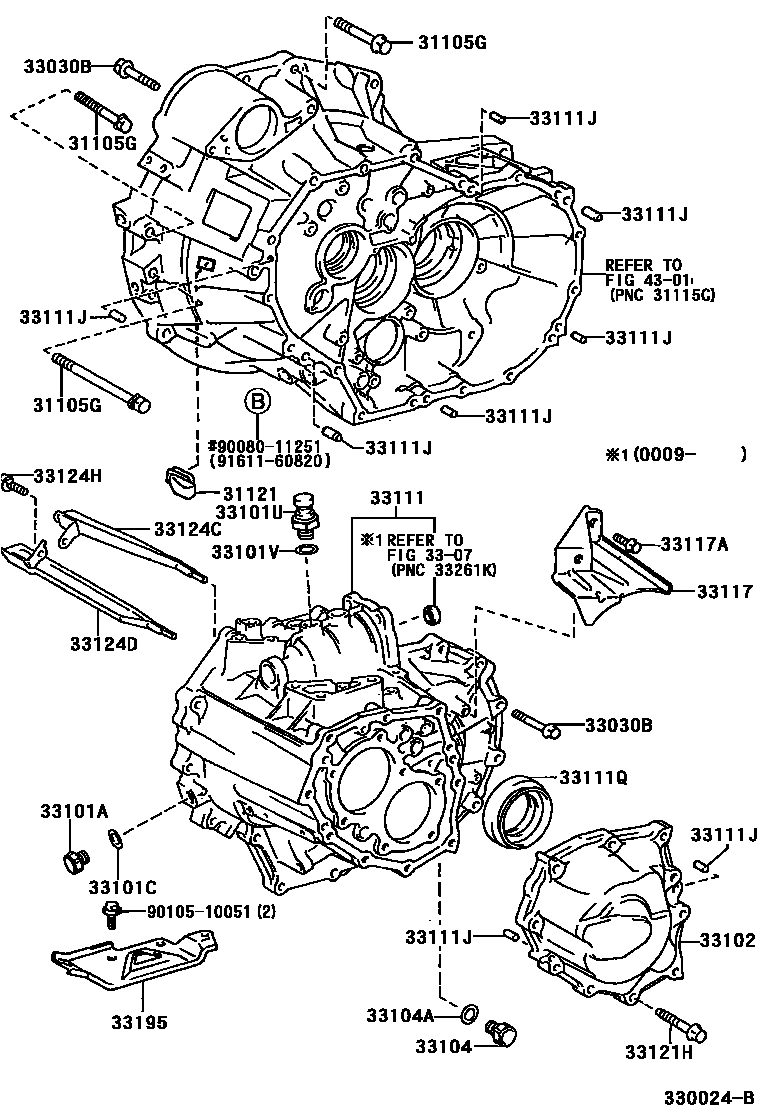 Toyota CAMRY 离合器壳和变速器壳(MTM) EPC diagram — 330024B