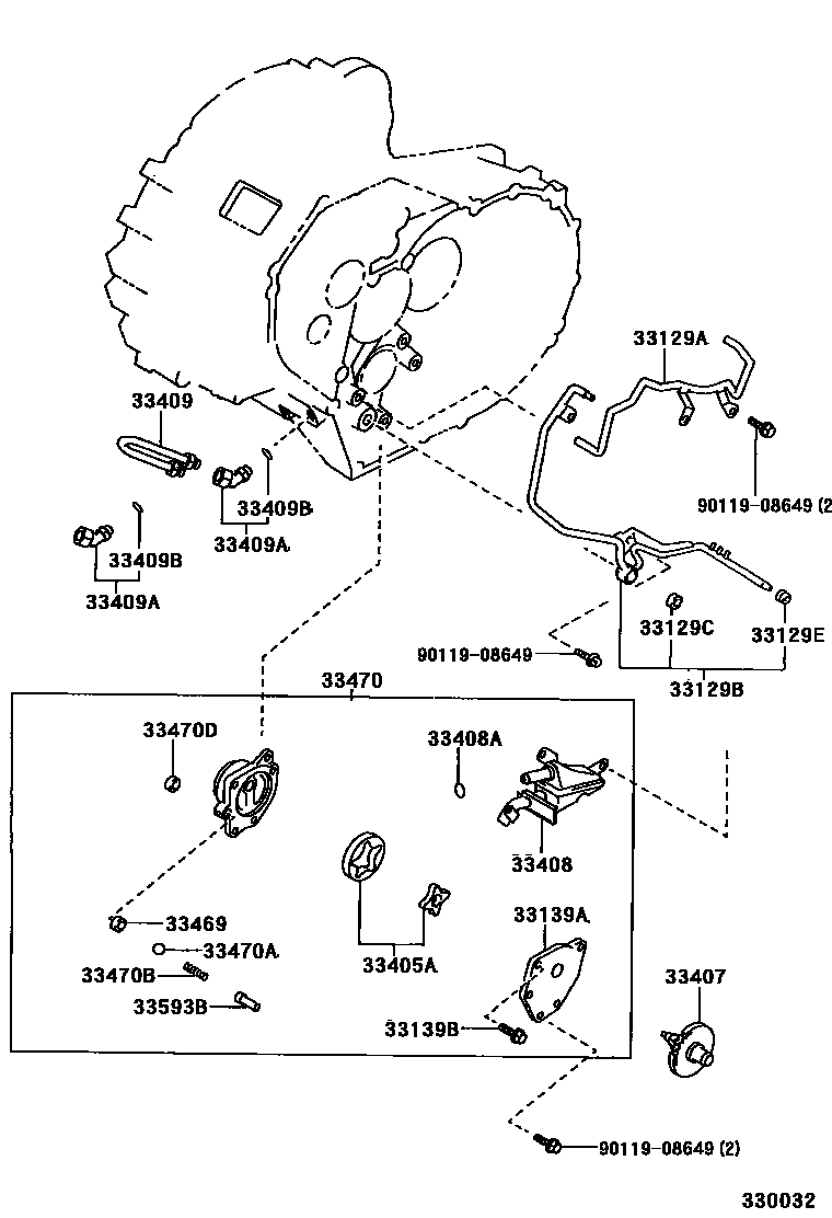 Toyota CAMRY 油泵、油冷却器和配管(MTM) EPC diagram — 330032
