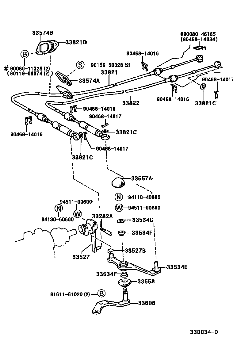 Toyota CAMRY Shift Lever & Retainer EPC diagram — 330034D