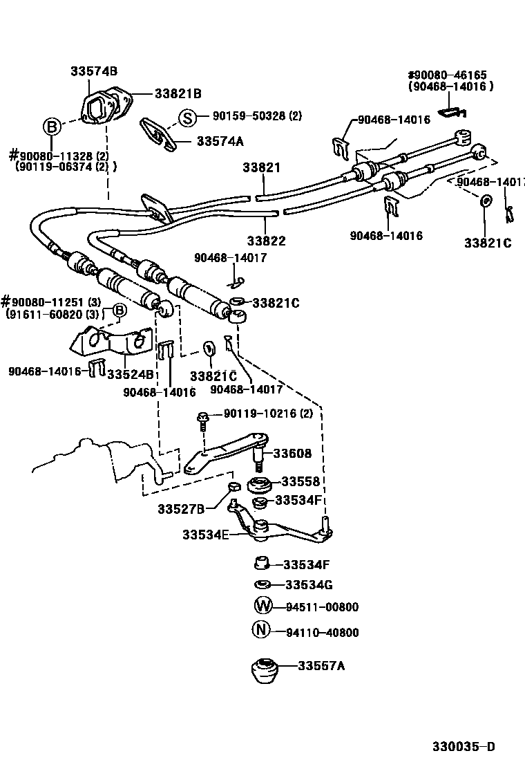 Toyota CAMRY Shift Lever & Retainer EPC diagram — 330035D