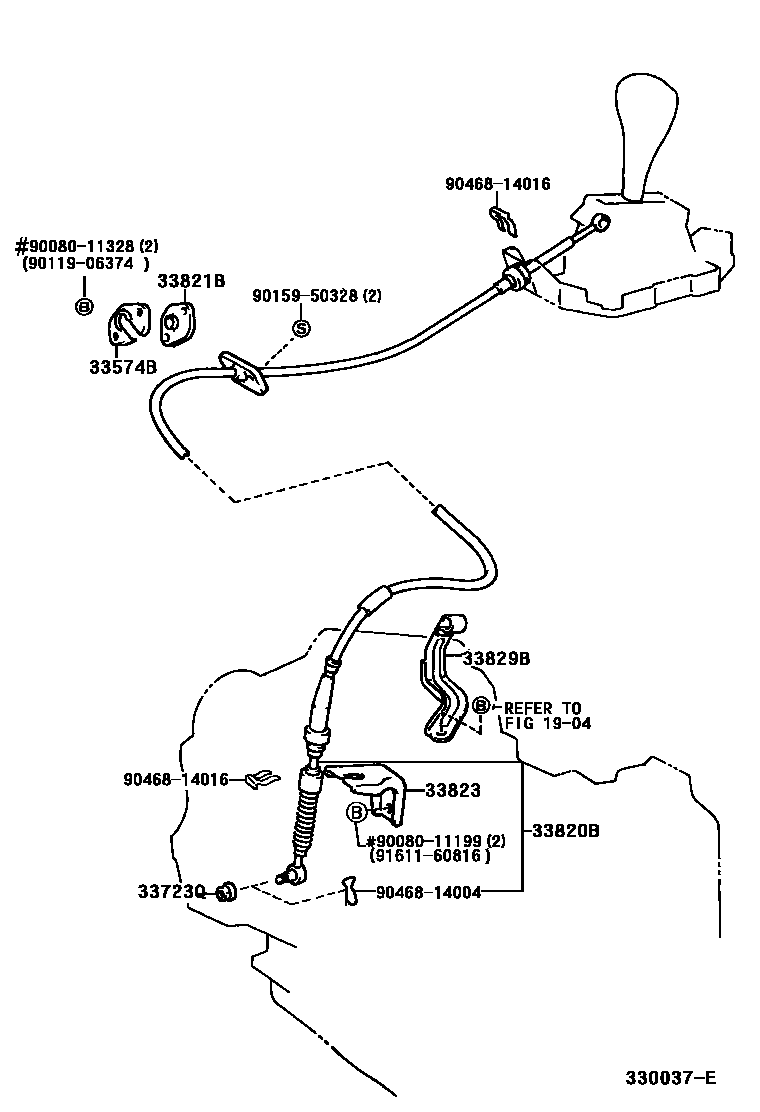 Toyota CAMRY Shift Lever & Retainer EPC diagram — 330037E