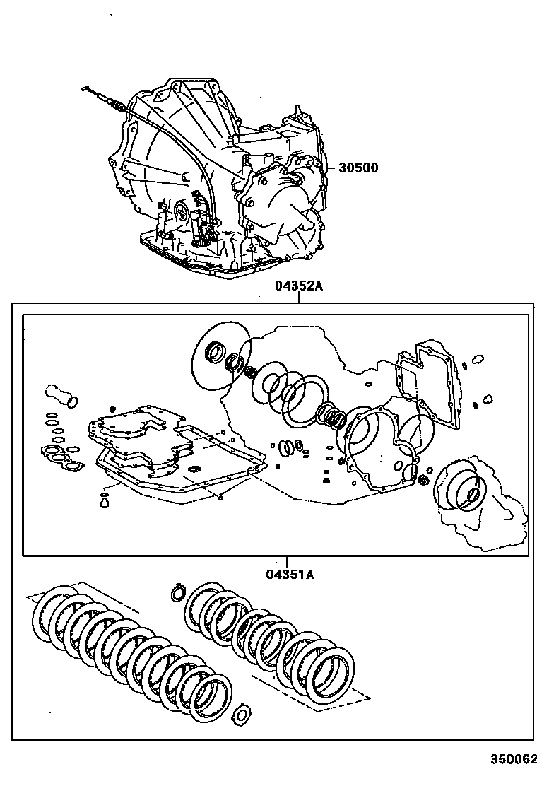 Toyota CAMRY 传动桥或变速器总成和衬垫组件(ATM) EPC diagram — 350062