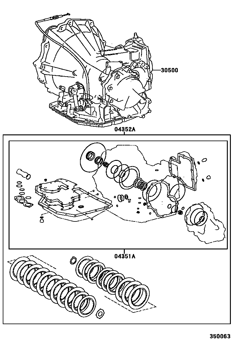 Toyota CAMRY 传动桥或变速器总成和衬垫组件(ATM) EPC diagram — 350063