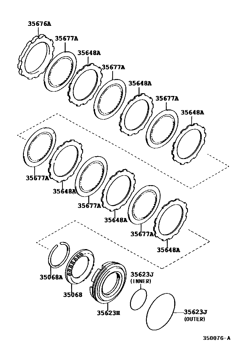 Toyota CAMRY 3号制动器、一档和倒档制动器(ATM) EPC diagram — 350076B