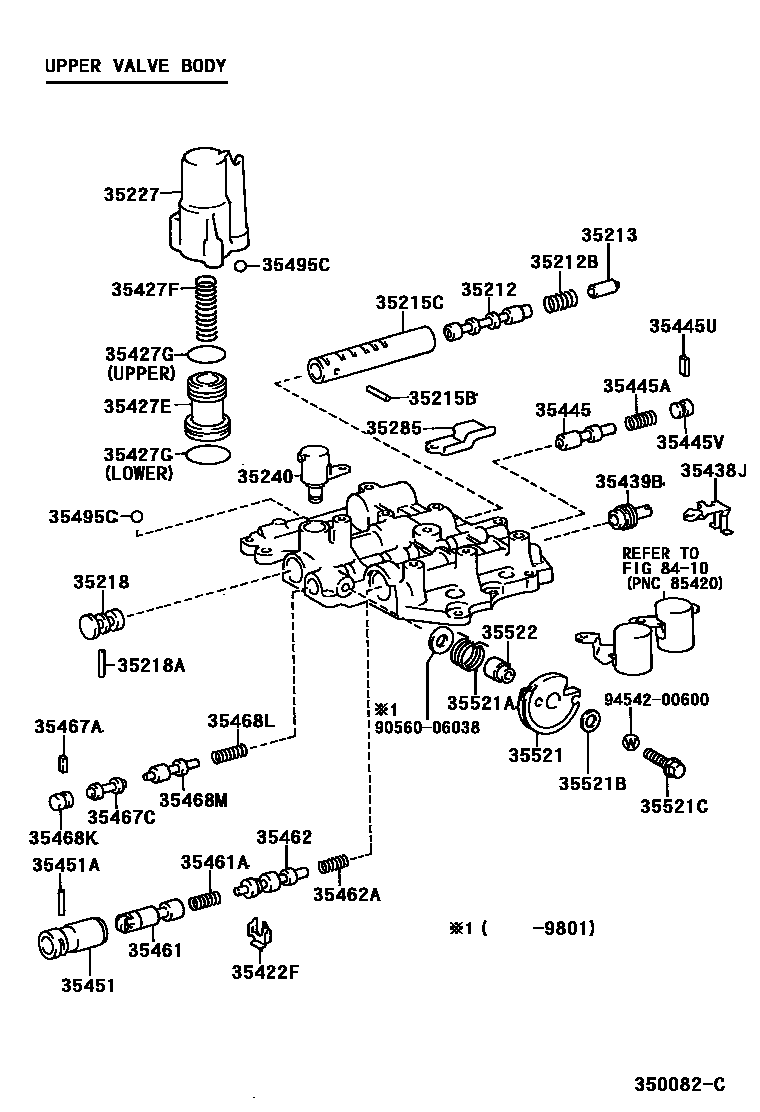 Toyota CAMRY 阀体和滤油网(ATM) EPC diagram — 350082C