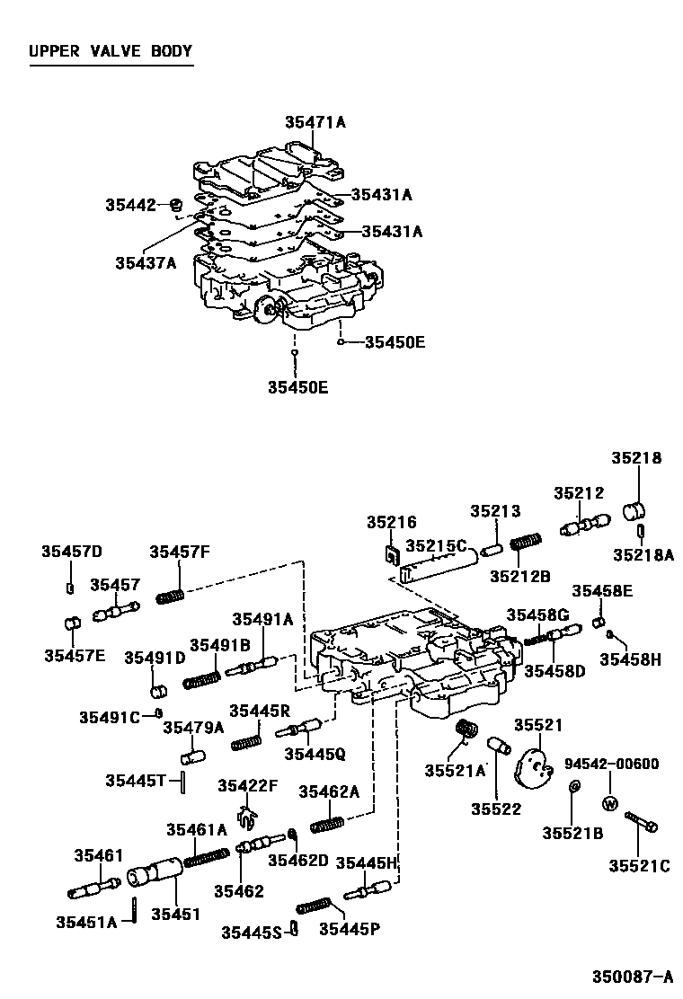 Toyota CAMRY 阀体和滤油网(ATM) EPC diagram — 350087A