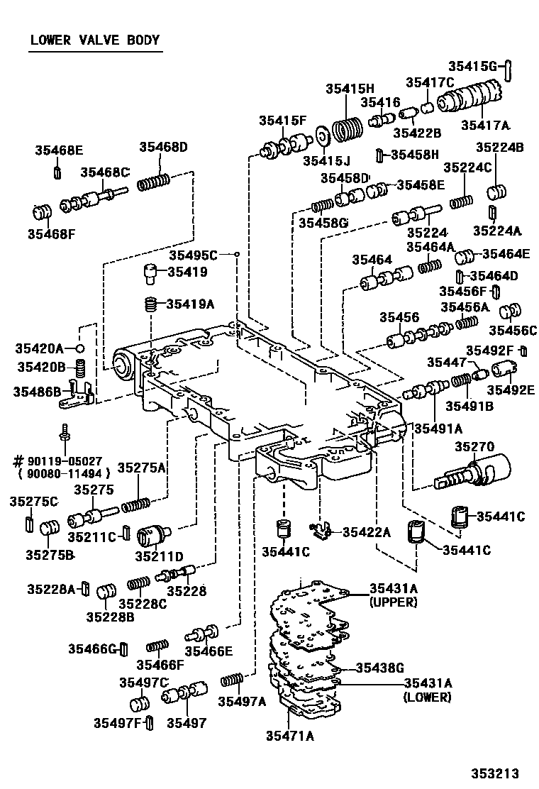 Toyota CAMRY 阀体和滤油网(ATM) EPC diagram — 353213