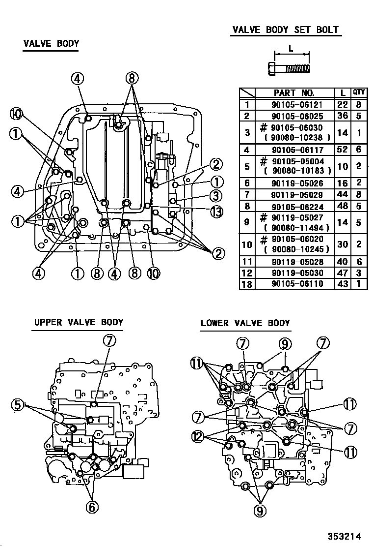Toyota CAMRY 阀体和滤油网(ATM) EPC diagram — 353214