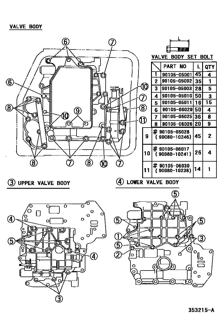 Toyota CAMRY 阀体和滤油网(ATM) EPC diagram — 353215A
