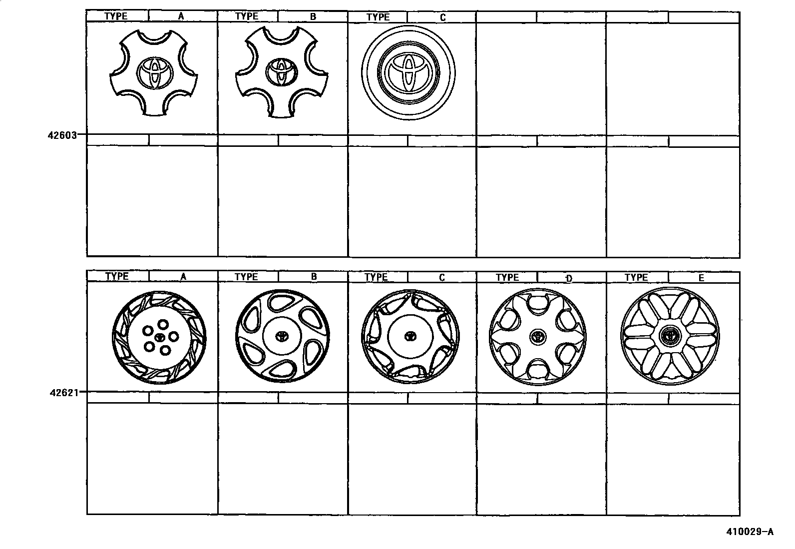 Toyota CAMRY 车轮和车轮盖 EPC diagram — 410029A