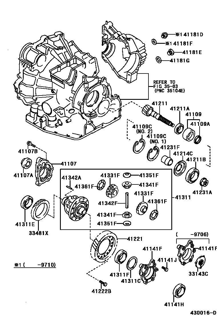 Toyota CAMRY 前桥壳和差速器 EPC diagram — 430016D