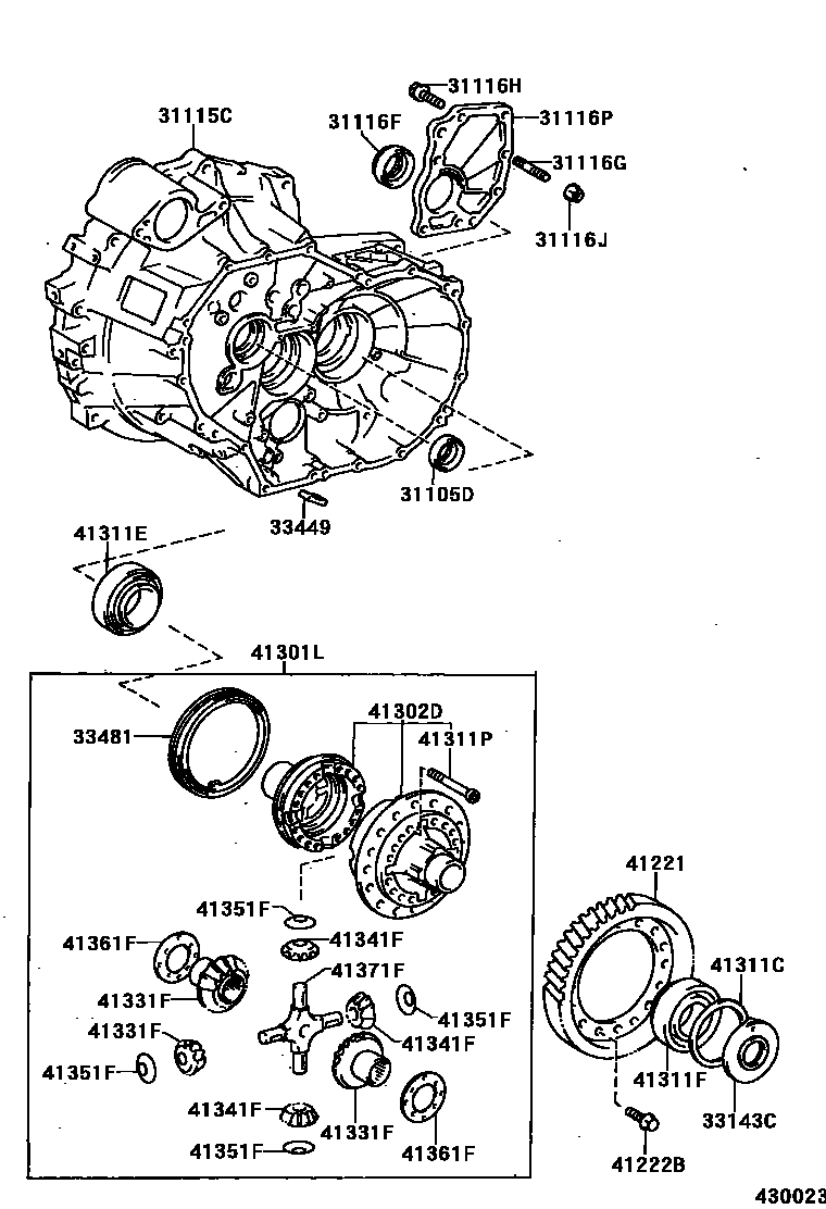 Toyota CAMRY 前桥壳和差速器 EPC diagram — 430023