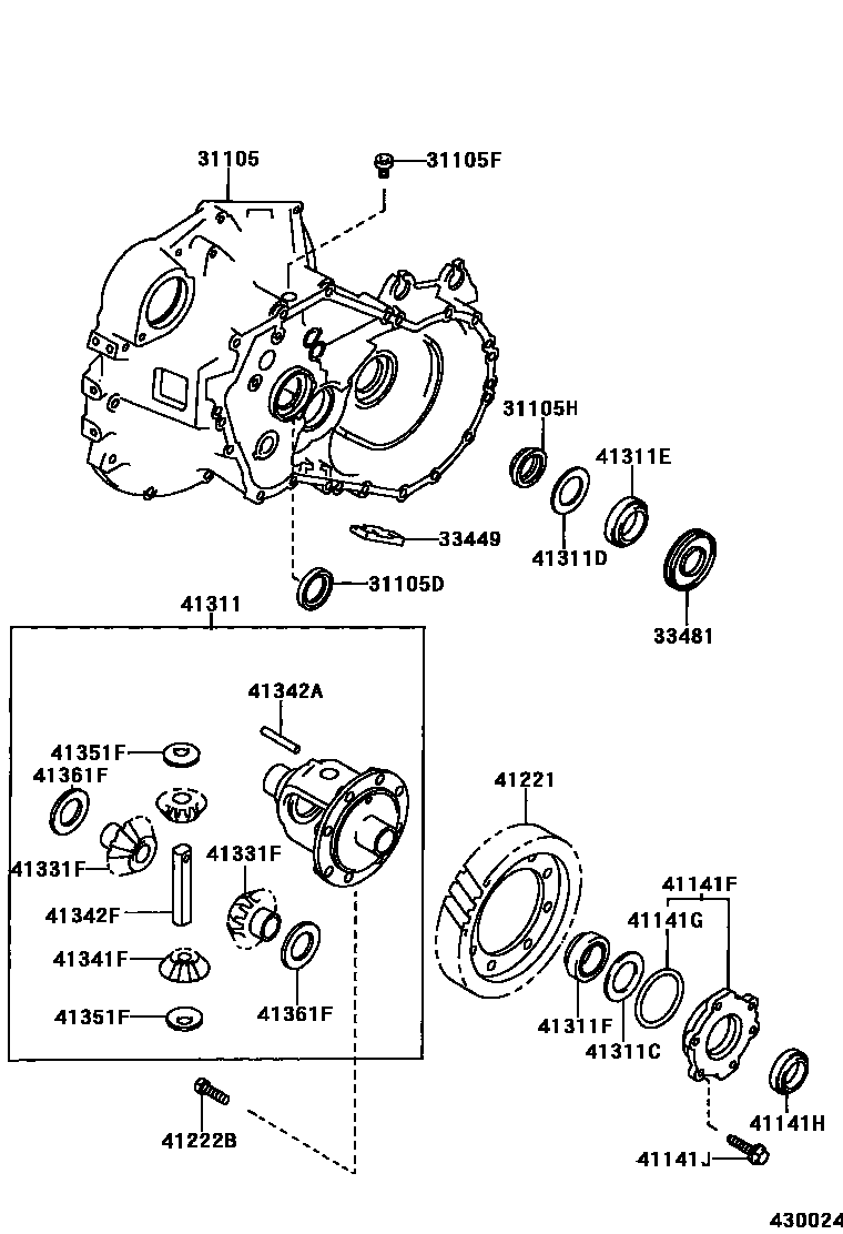 Toyota CAMRY 前桥壳和差速器 EPC diagram — 430024