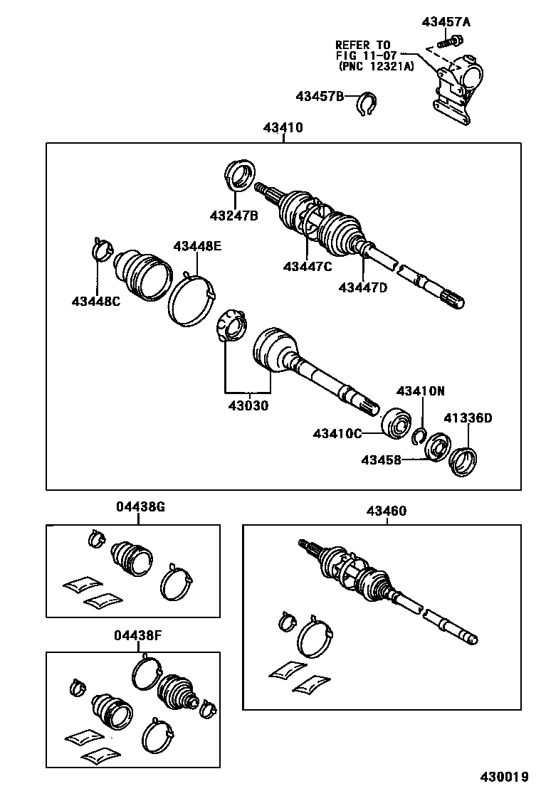 Toyota CAMRY Front Drive Shaft EPC diagram — 430019