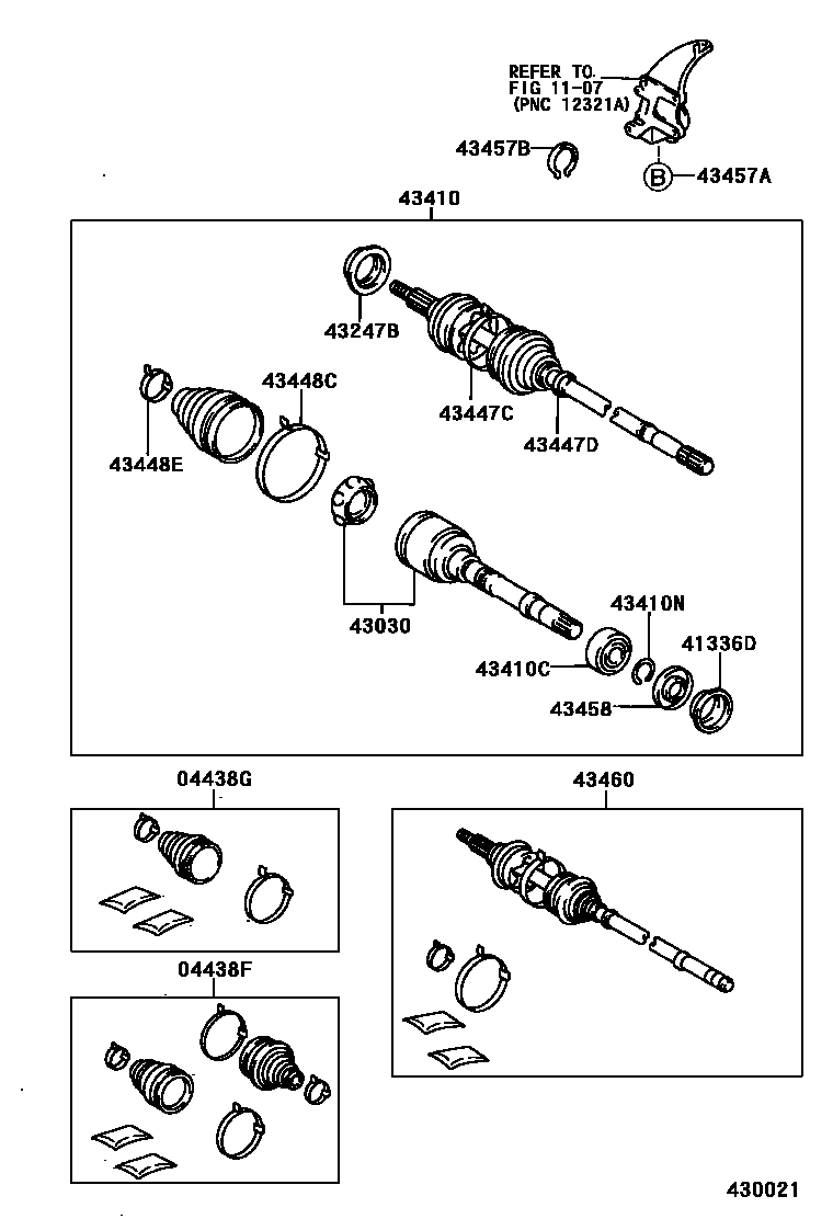 Toyota CAMRY Front Drive Shaft EPC diagram — 430021