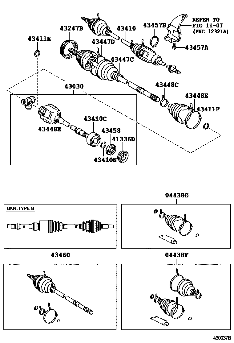 Toyota CAMRY Front Drive Shaft EPC diagram — 430037B